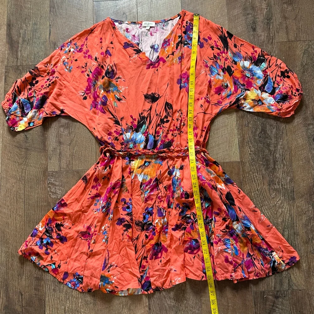 Women's VELZERA Orange Multicolor Floral Mini Dress 3X - Picture 8 of 10